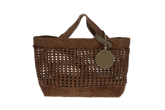Mulberry Small Woven Tote Linen Green Woven Leather