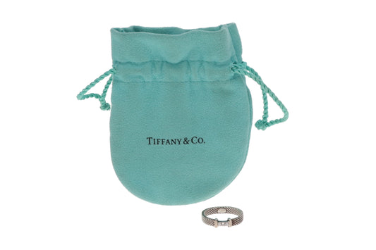 Tiffany & Co. Somerset Mesh Diamond Ring in Silver (Size 54)