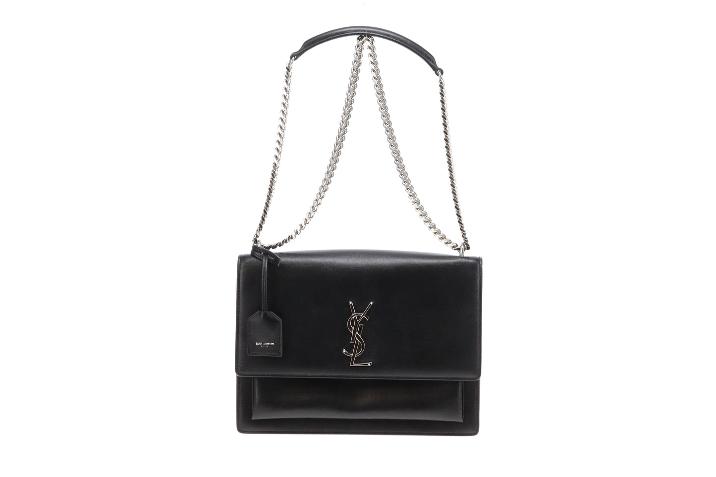 Saint Laurent Sunset Large Black Leather SHW