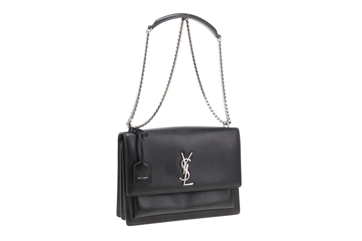 Saint Laurent Sunset Large Black Leather SHW
