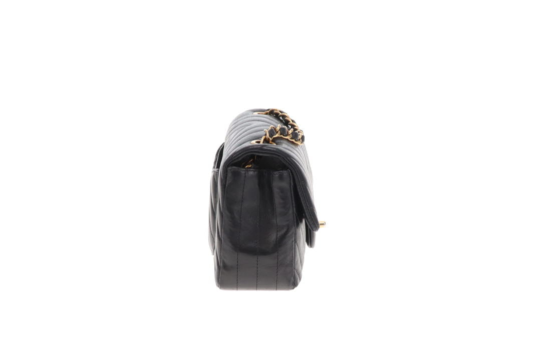 Chanel Mini Rectangular Classic Flap Black Chevron Lambskin 2015/16