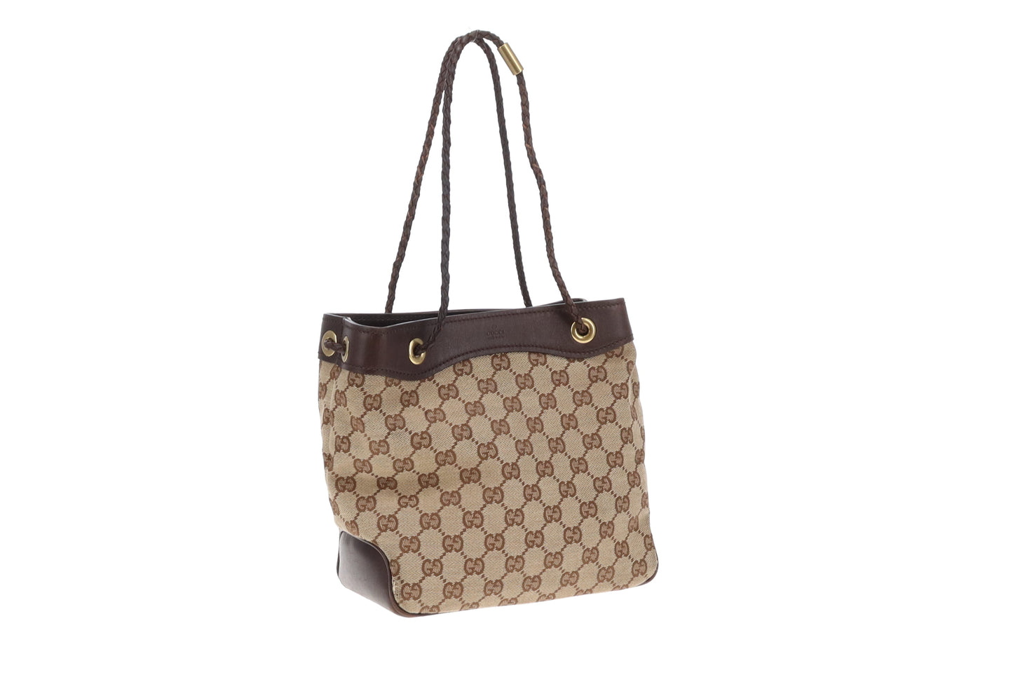 Gucci Shoulder Bag GG Canvas and Ebene Leather