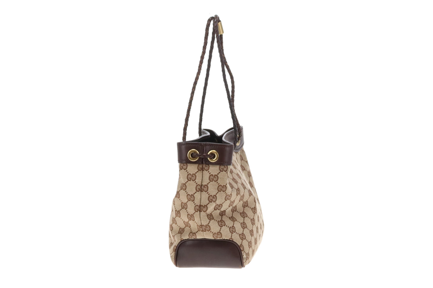 Gucci Shoulder Bag GG Canvas and Ebene Leather