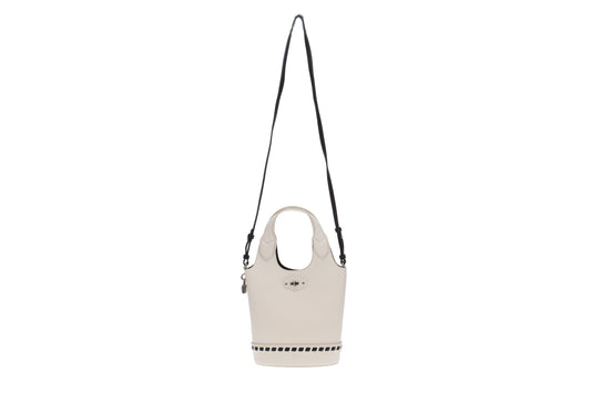 Mulberry White with Contrast Black Detailing Lily Bucket Bag