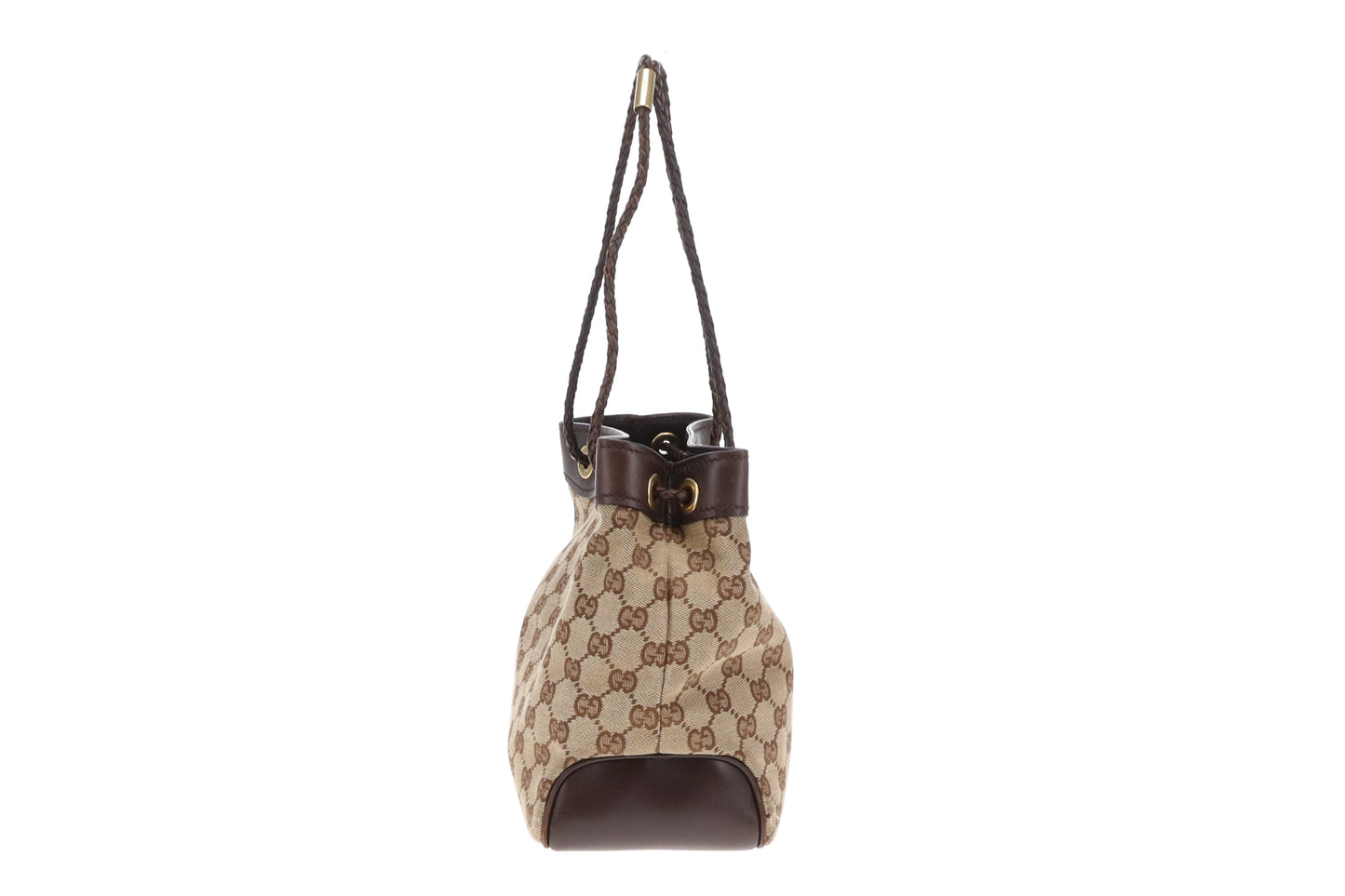 Gucci Shoulder Bag GG Canvas and Ebene Leather