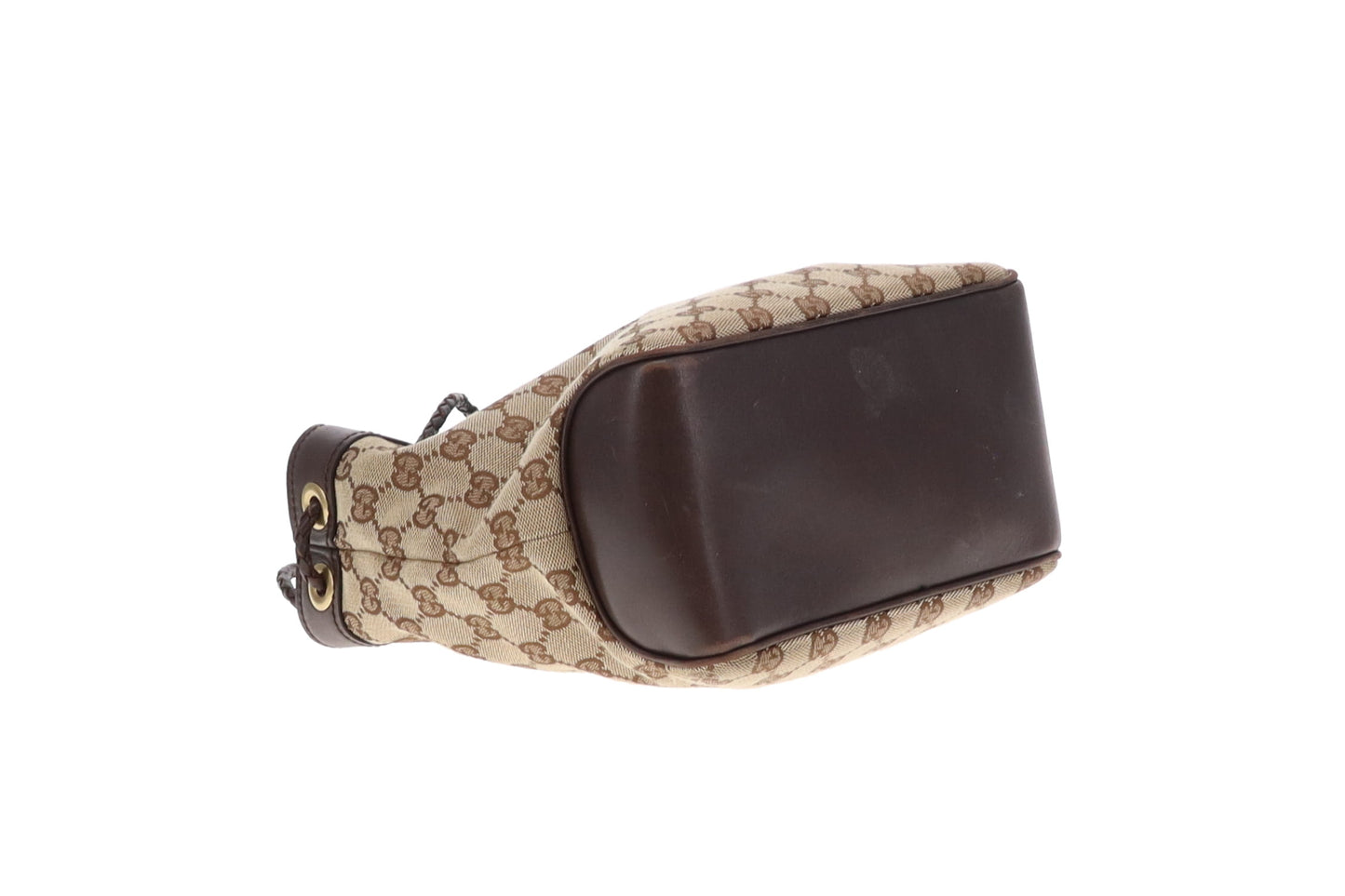 Gucci Shoulder Bag GG Canvas and Ebene Leather