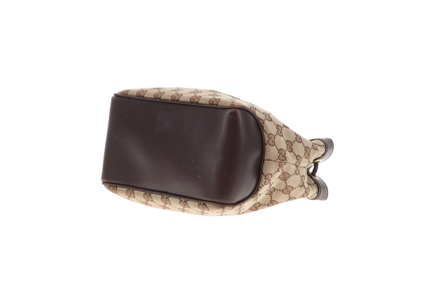 Gucci Shoulder Bag GG Canvas and Ebene Leather