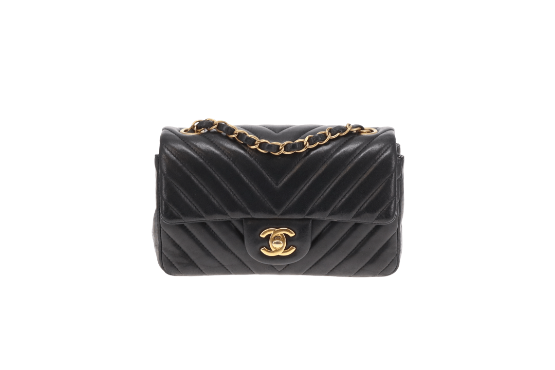 Chanel Mini Rectangular Classic Flap Black Chevron Lambskin 2015/16