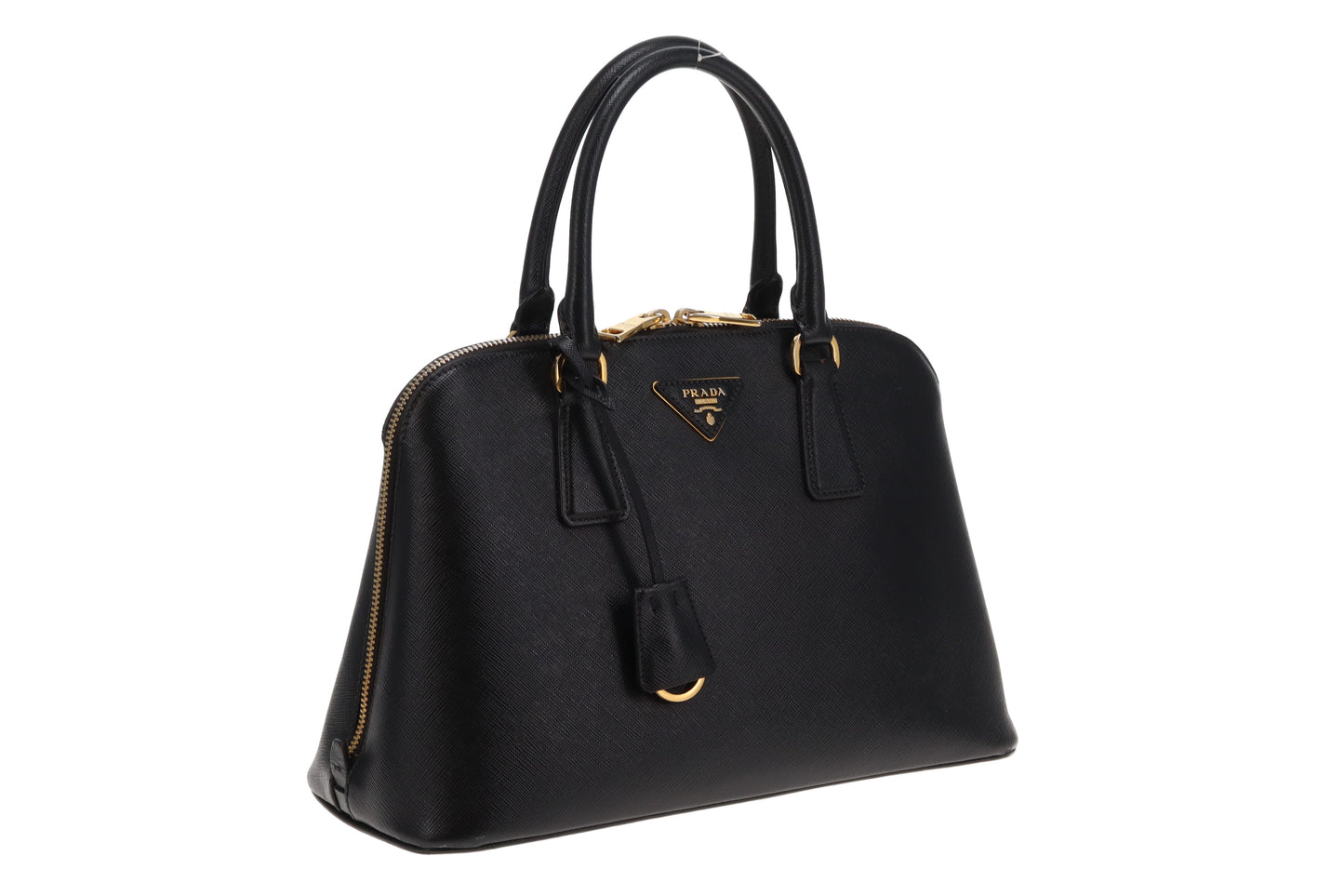 Prada Dome Bag With Strap Black Saffiano Leather GHW