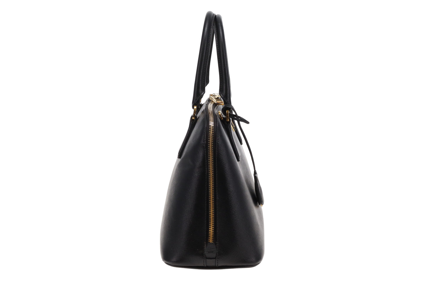 Prada Dome Bag With Strap Black Saffiano Leather GHW