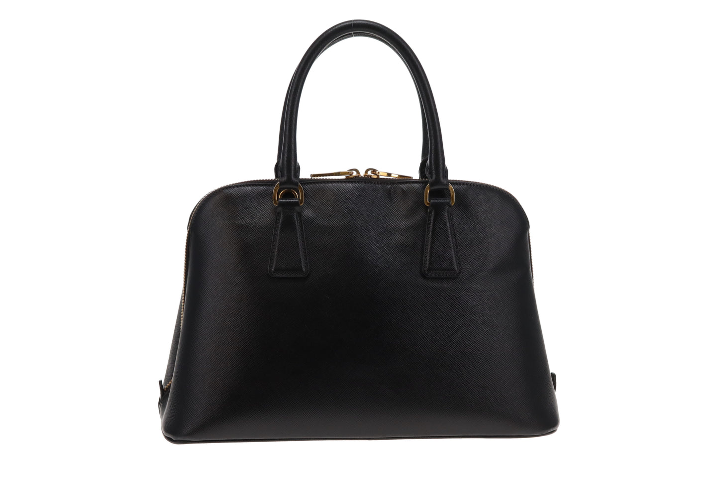 Prada Dome Bag With Strap Black Saffiano Leather GHW