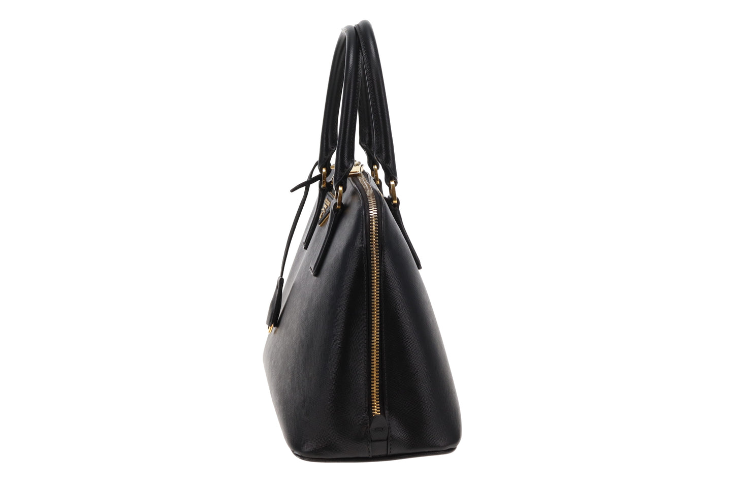 Prada Dome Bag With Strap Black Saffiano Leather GHW