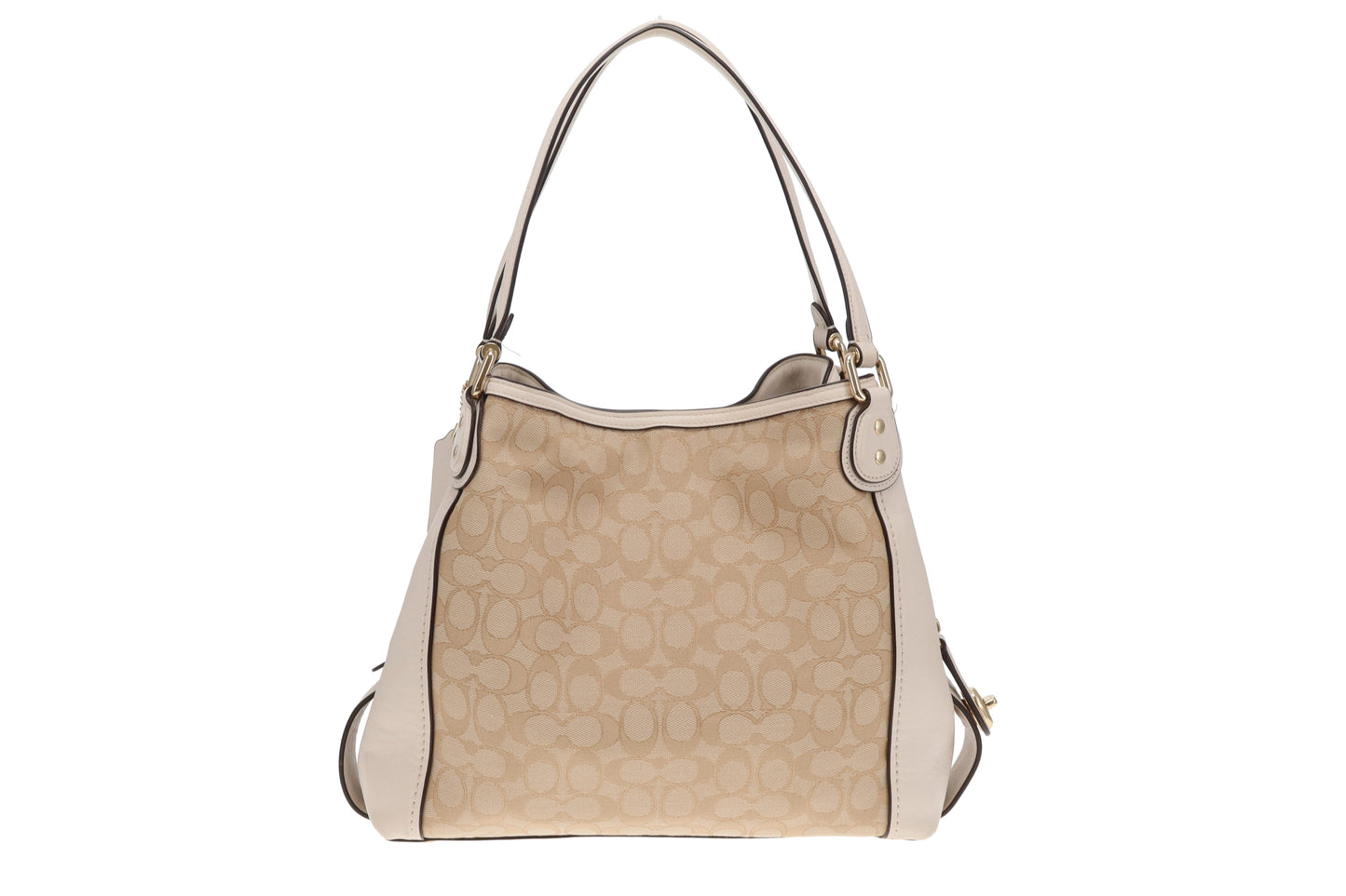 Coach Edie Shoulder Bag Beige Signature and Cream Canvas