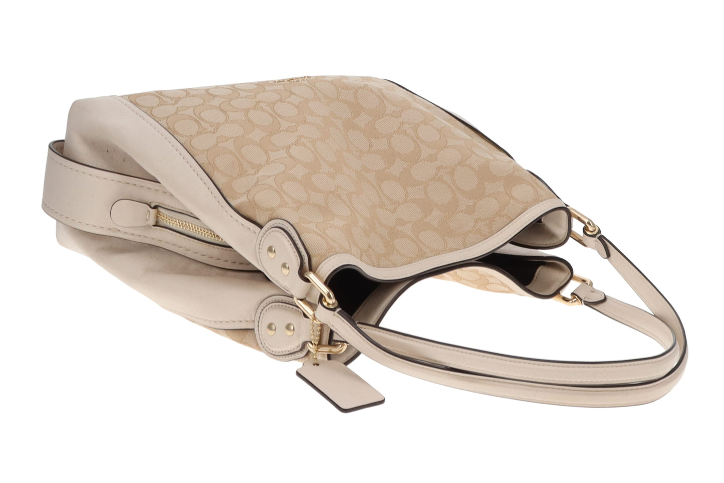 Coach Edie Shoulder Bag Beige Signature and Cream Canvas