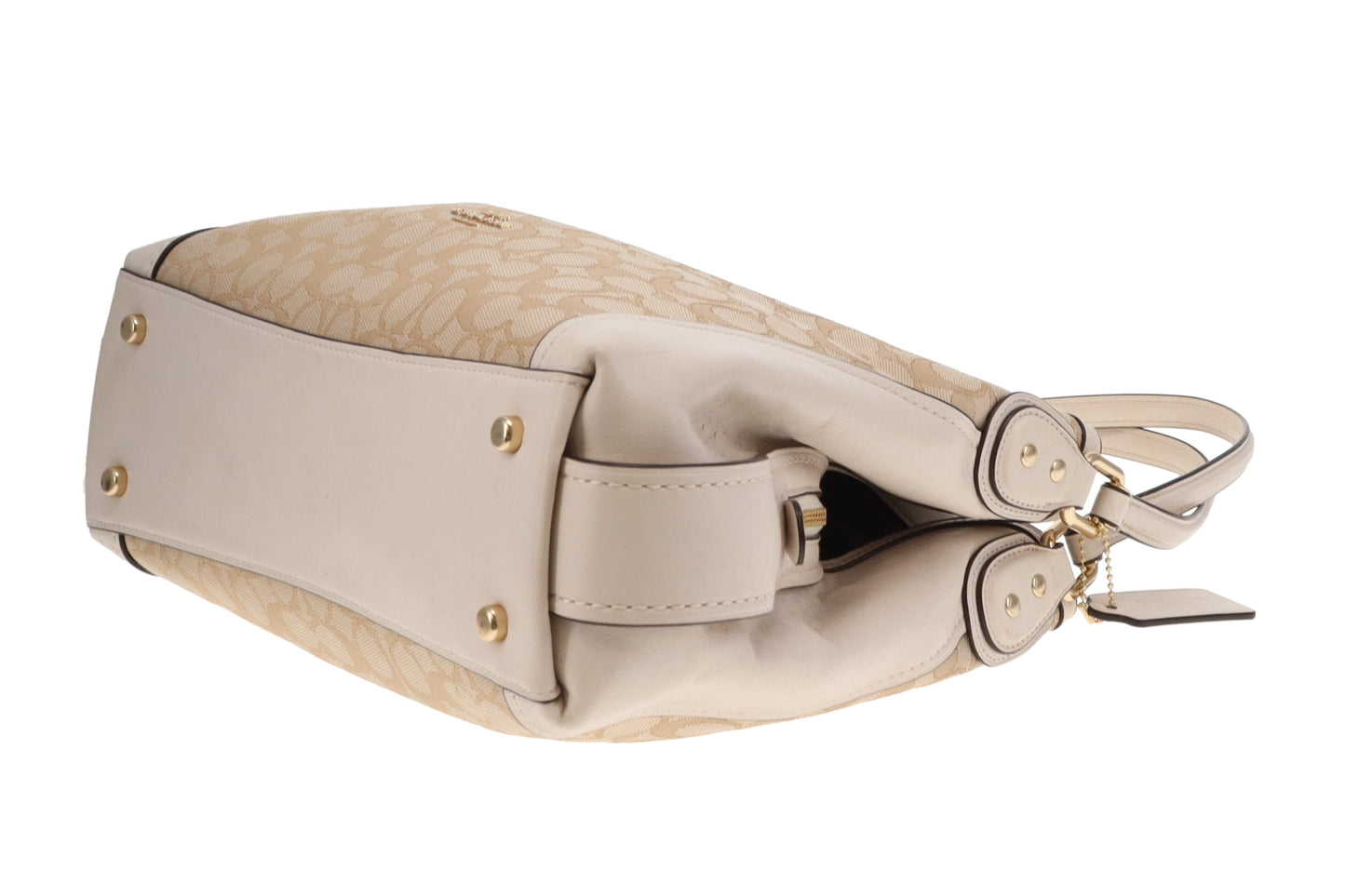 Coach Edie Shoulder Bag Beige Signature and Cream Canvas