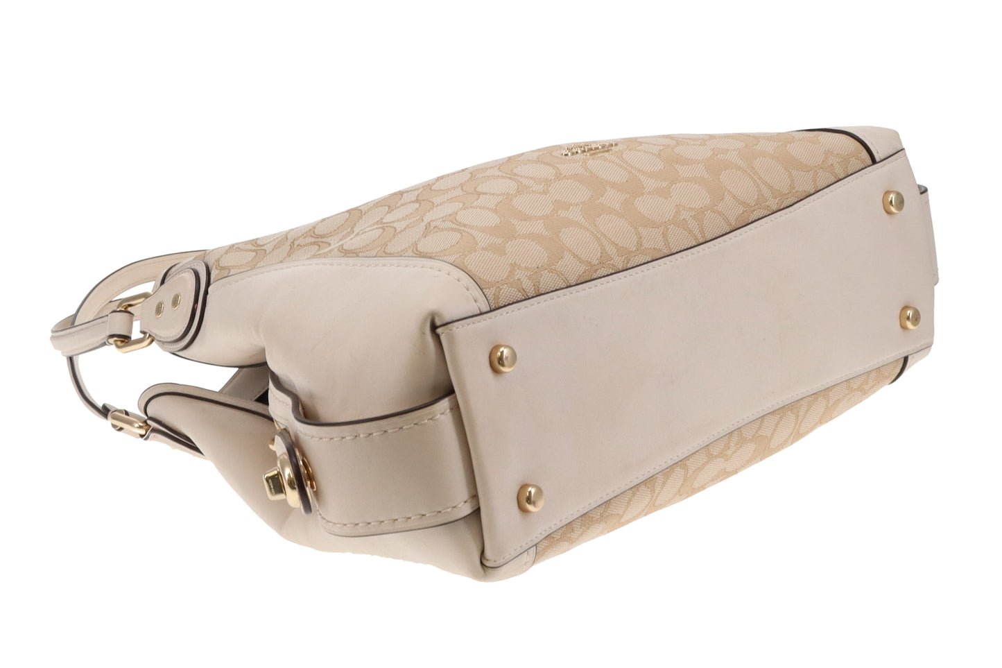 Coach Edie Shoulder Bag Beige Signature and Cream Canvas