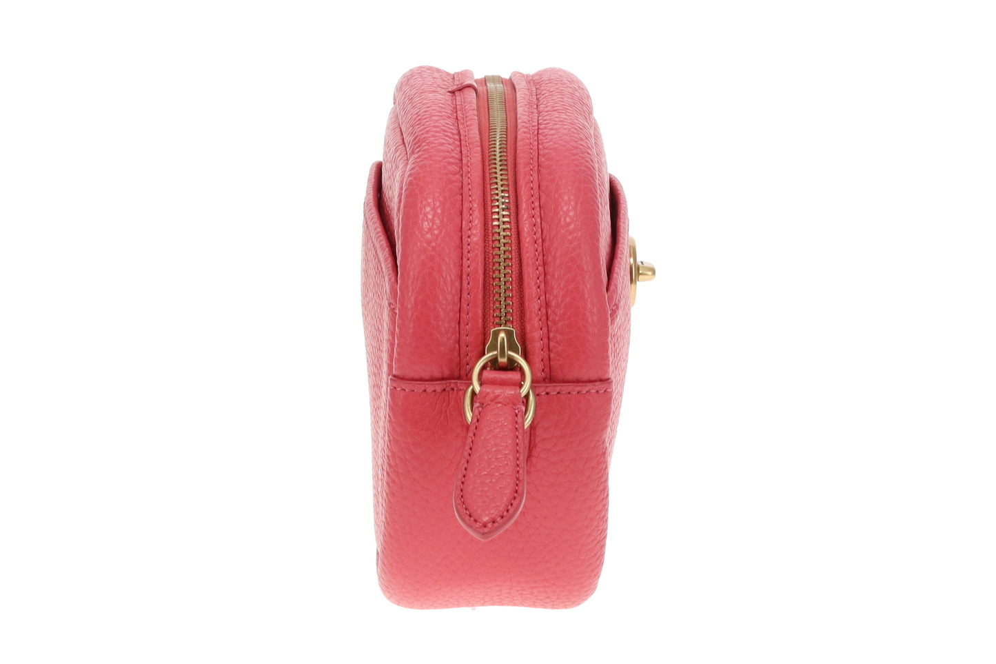Coach Turnlock Camera Bag with Logo Strap Pink Leather