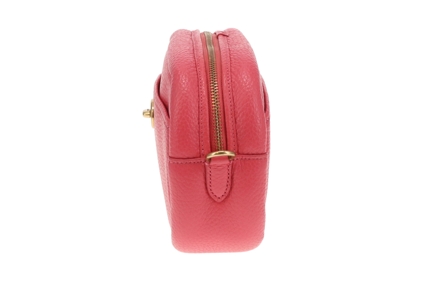 Coach Turnlock Camera Bag with Logo Strap Pink Leather