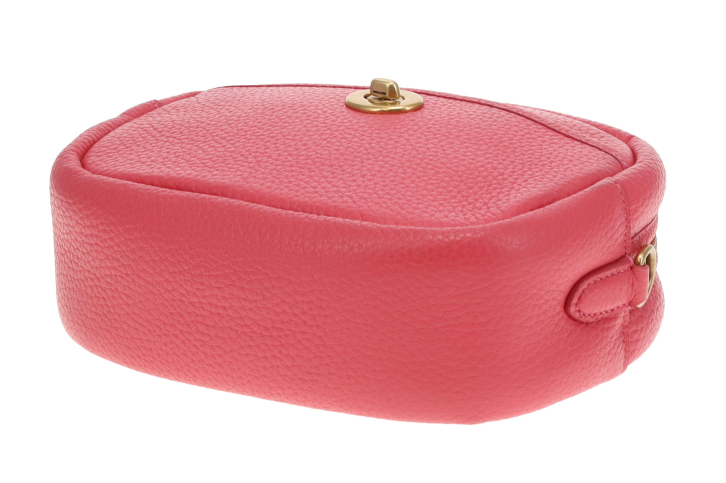 Coach Turnlock Camera Bag with Logo Strap Pink Leather