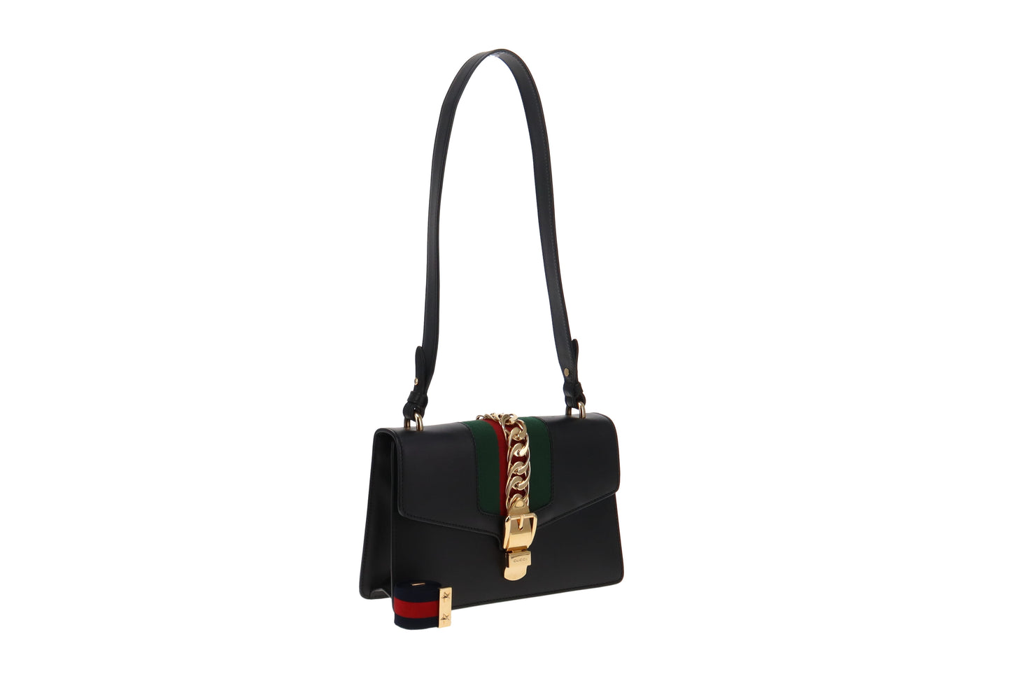 Gucci Black Smooth Leather Small Sylvie Shoulder Bag