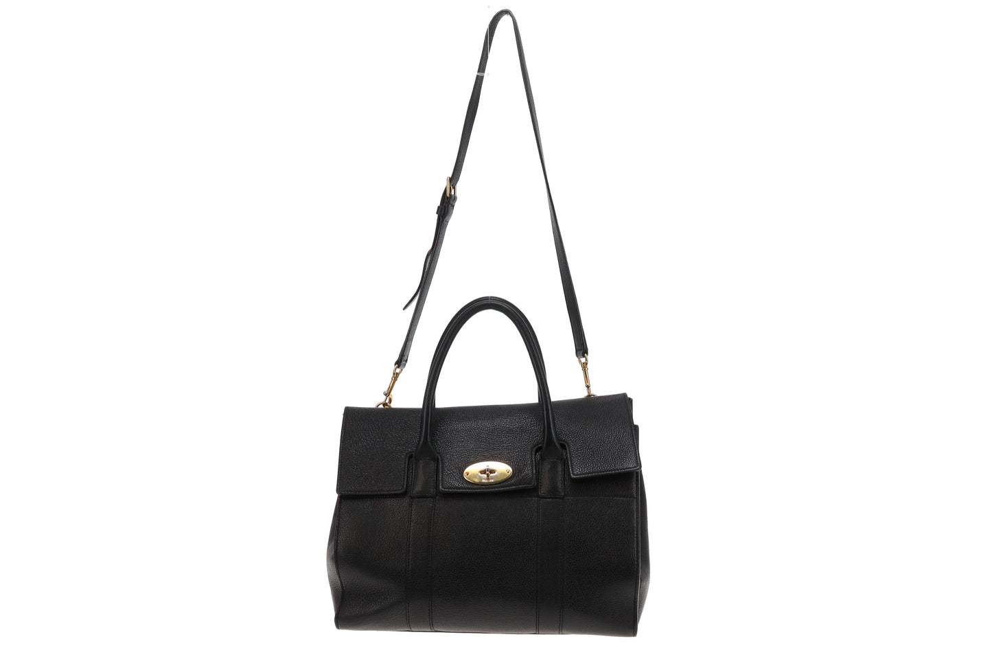 Mulberry Bayswater Satchel With Strap Black Grained Leather GH