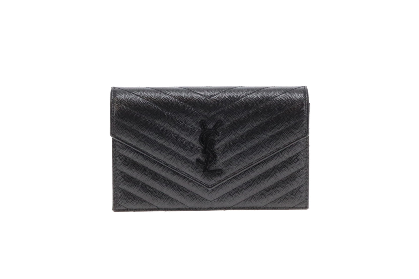 Saint Laurent Cassandre Chain Wallet All Black 2023