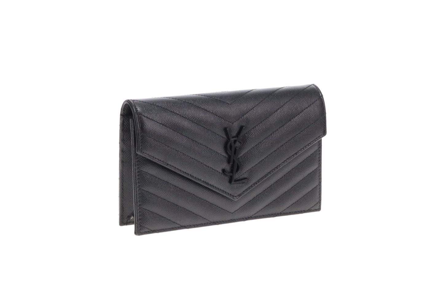 Saint Laurent Cassandre Chain Wallet All Black 2023