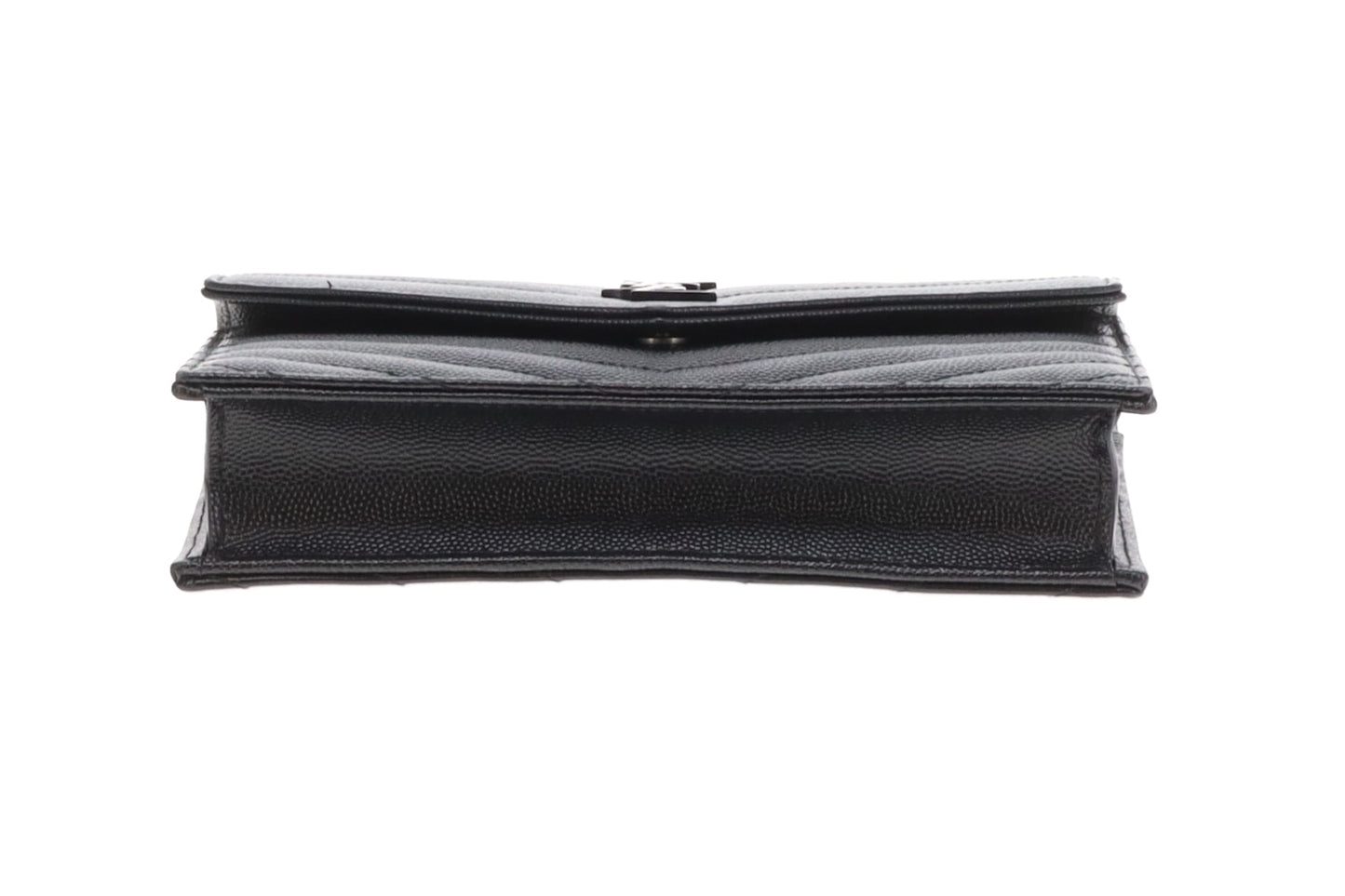 Saint Laurent Cassandre Chain Wallet All Black 2023