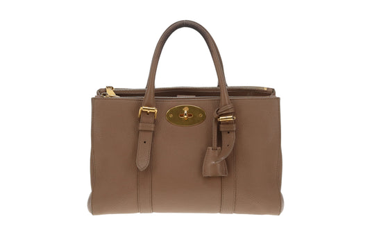 Mulberry Double Zip Bayswater Small Taupe GHW