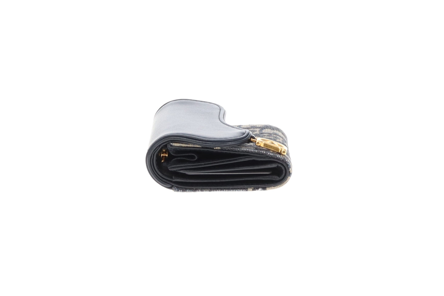Dior Saddle Lotus Wallet Blue Oblique and Smooth Calfskin