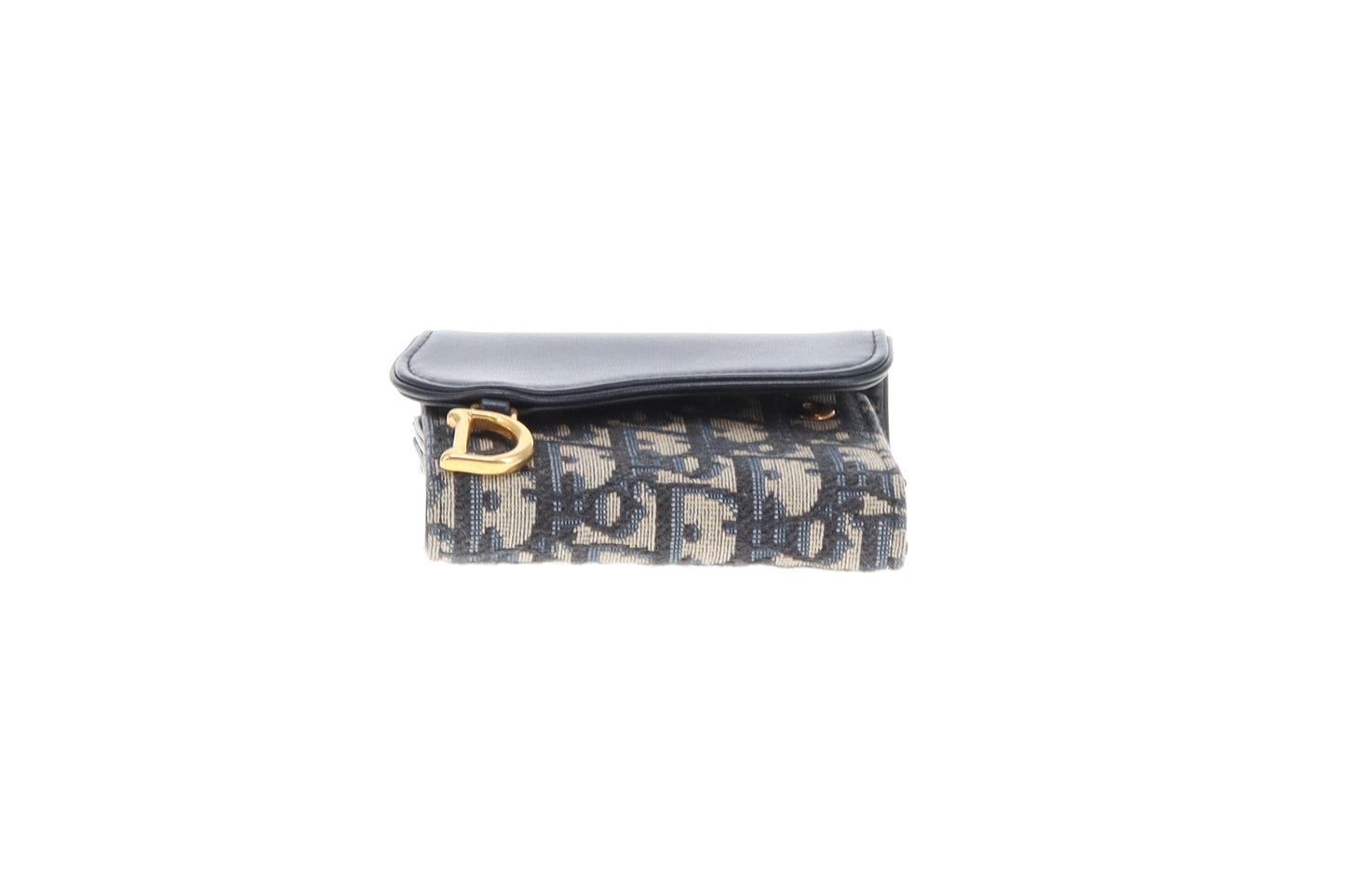 Dior Saddle Lotus Wallet Blue Oblique and Smooth Calfskin