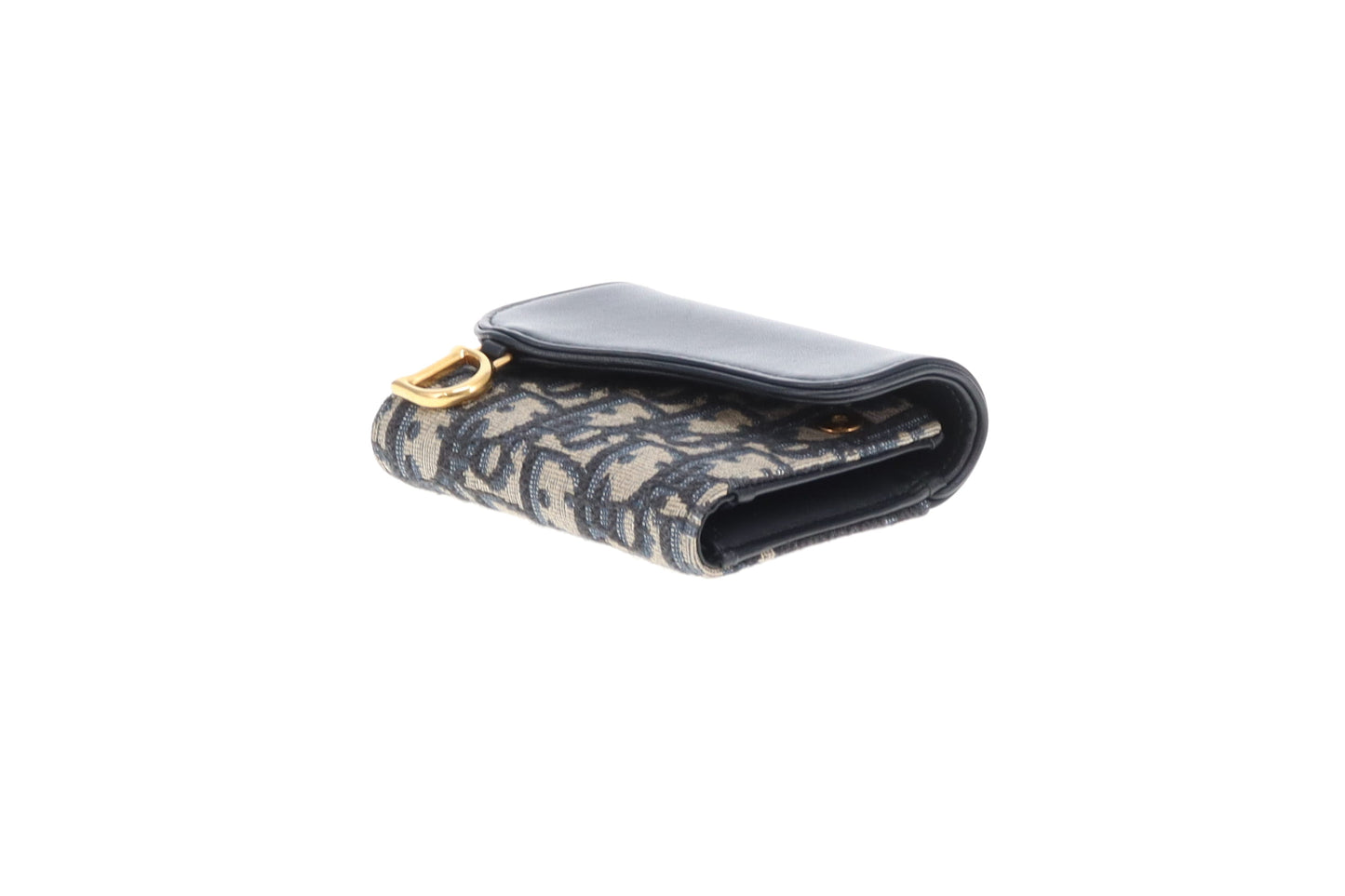 Dior Saddle Lotus Wallet Blue Oblique and Smooth Calfskin
