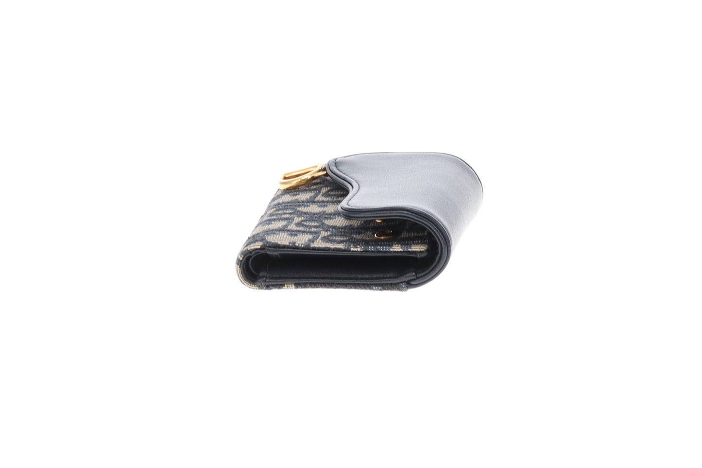 Dior Saddle Lotus Wallet Blue Oblique and Smooth Calfskin