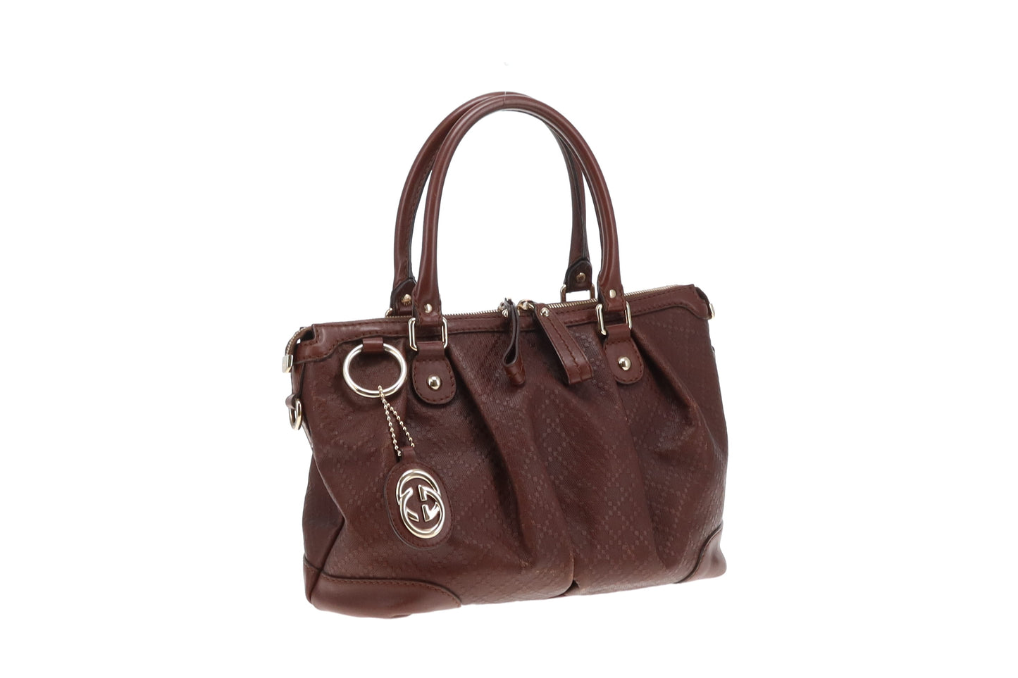 Gucci Sukey Brown In Diamante Patterned Leather