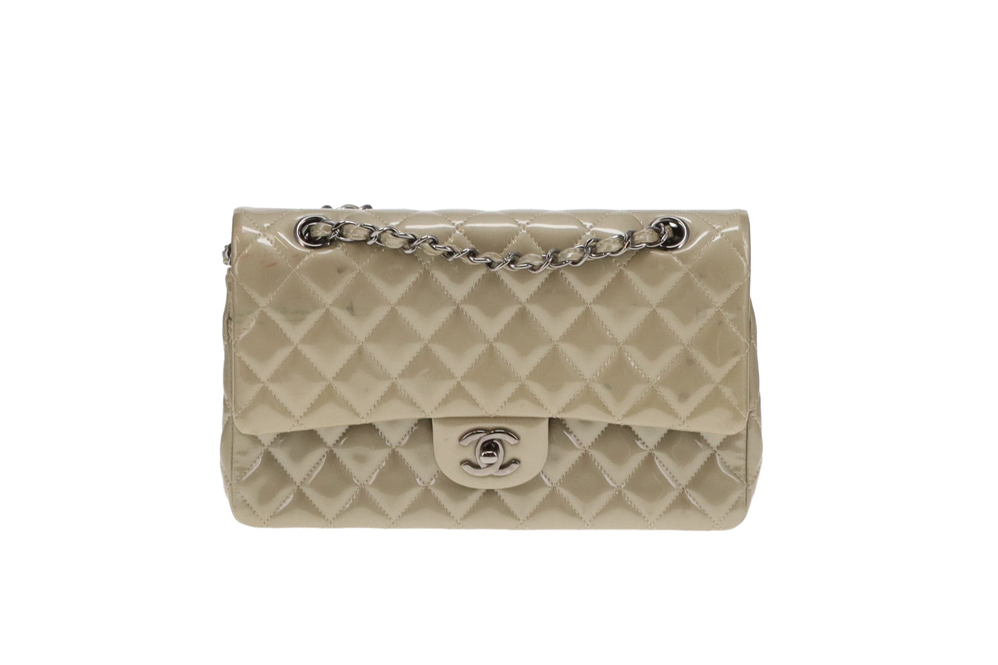 Chanel Classic Medium Double Flap Metallic Sage Green Patent GMH 2012/13