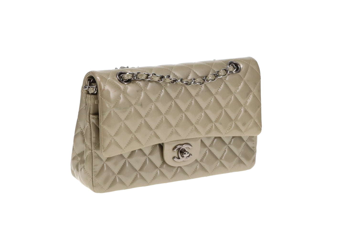 Chanel Classic Medium Double Flap Metallic Sage Green Patent GMH 2012/13