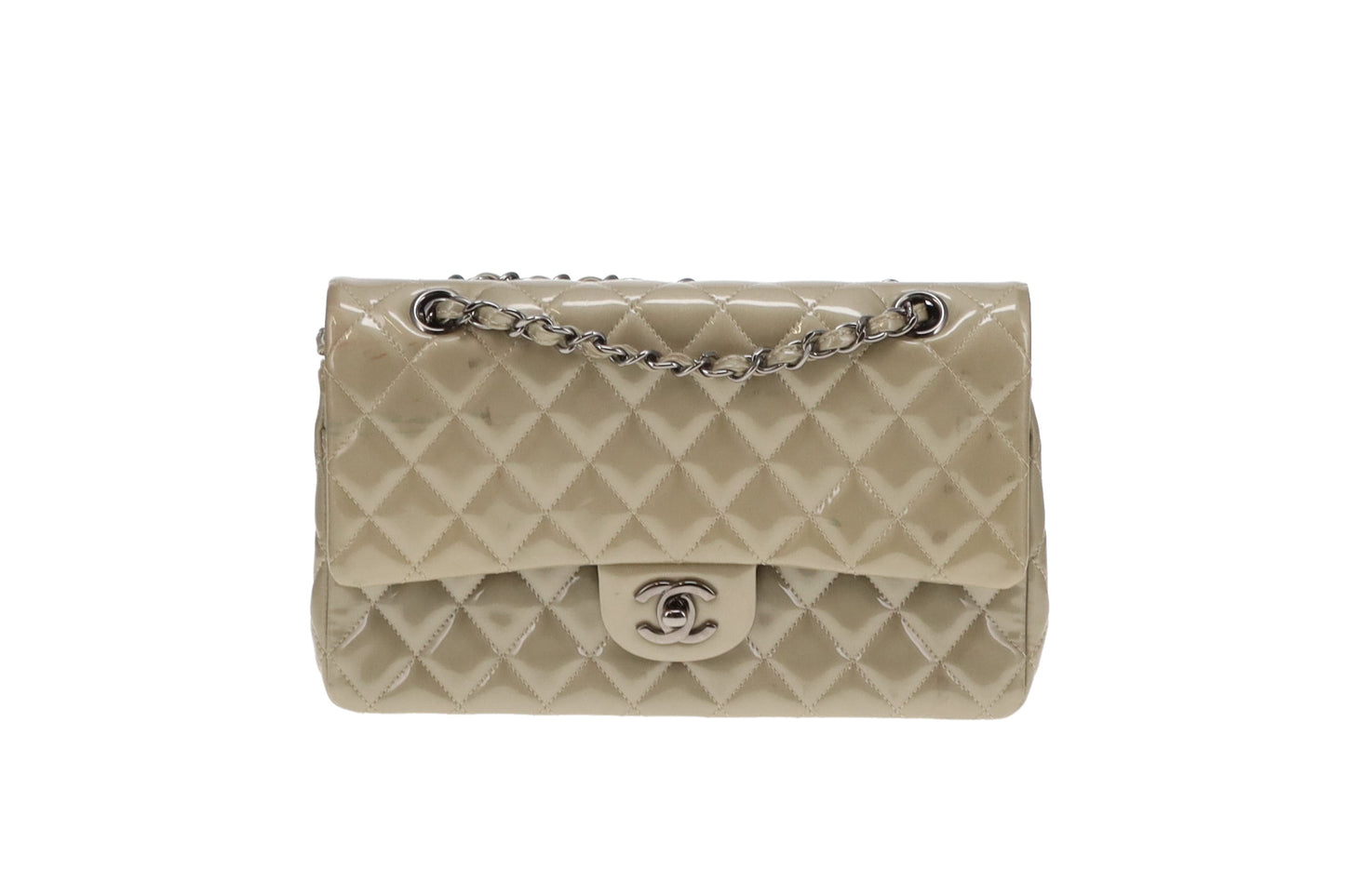 Chanel Classic Medium Double Flap Metallic Sage Green Patent GMH 2012/13