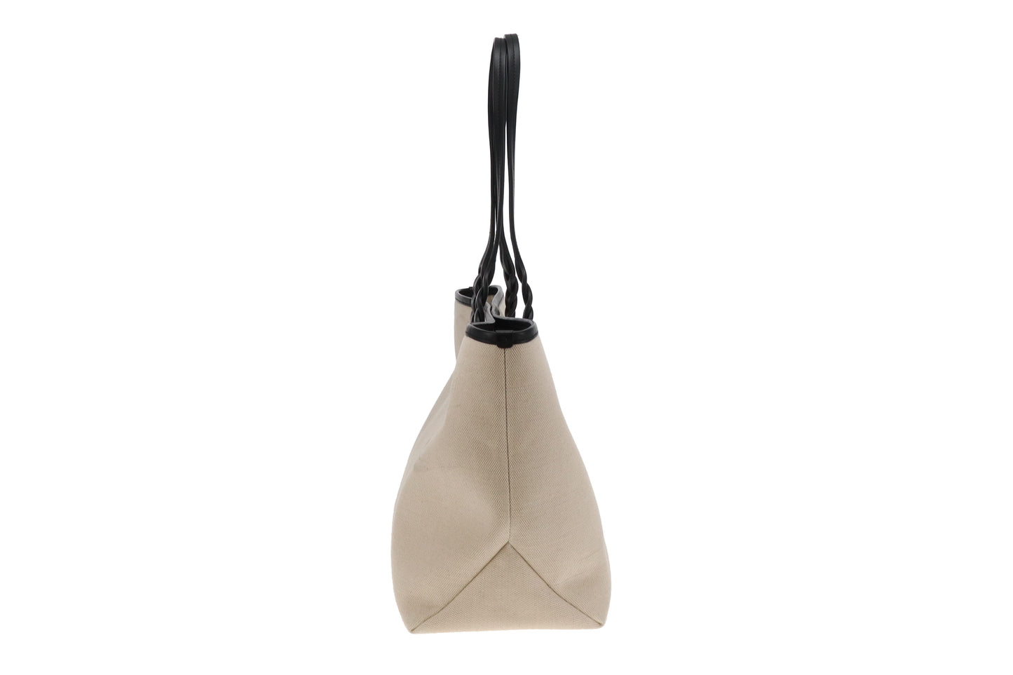 Mulberry Logo Tote Bag Ecru Canvas and Black Leather