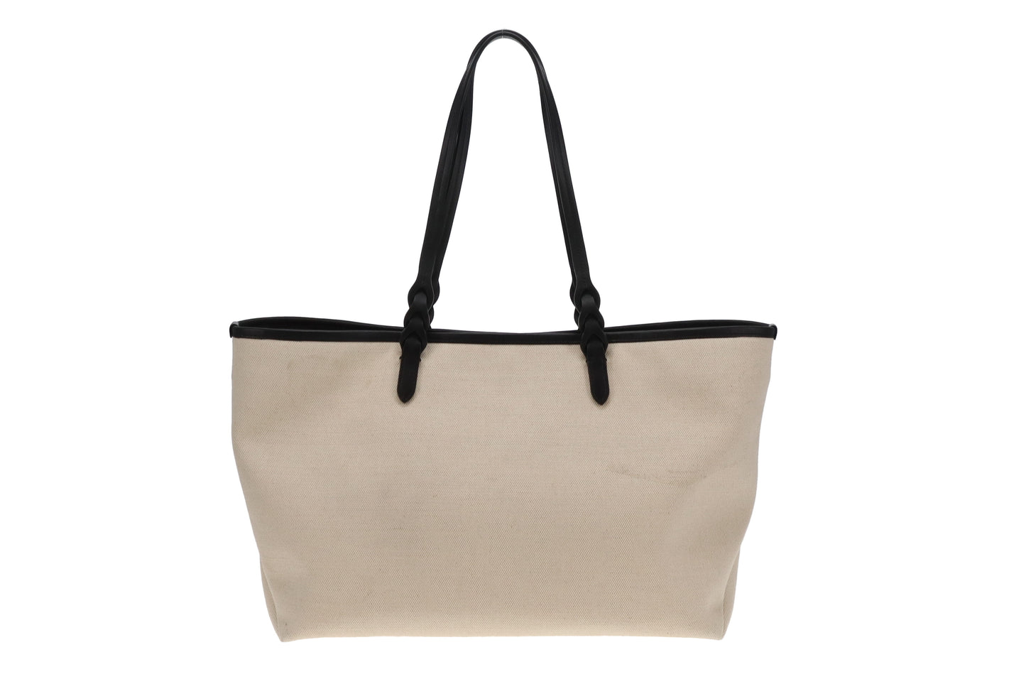 Mulberry Logo Tote Bag Ecru Canvas and Black Leather