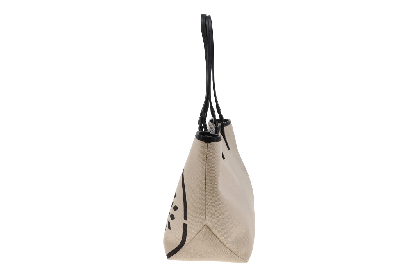 Mulberry Logo Tote Bag Ecru Canvas and Black Leather