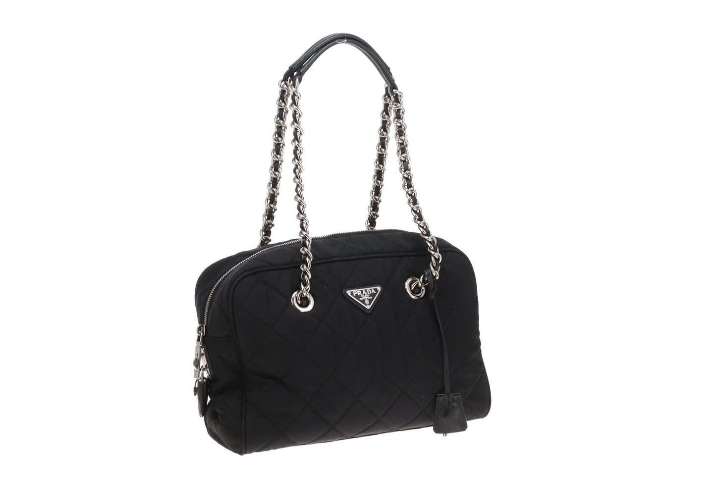 Prada Shoulder Bag Black Quilted Nylon SHW