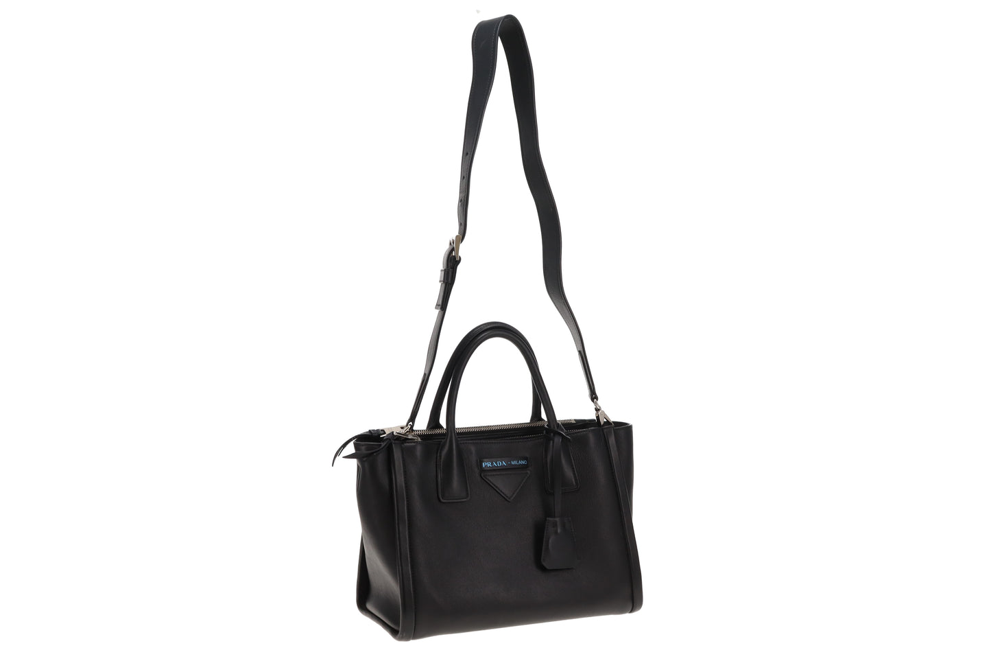 Prada Black Leather SHW Concept Tote with Strap