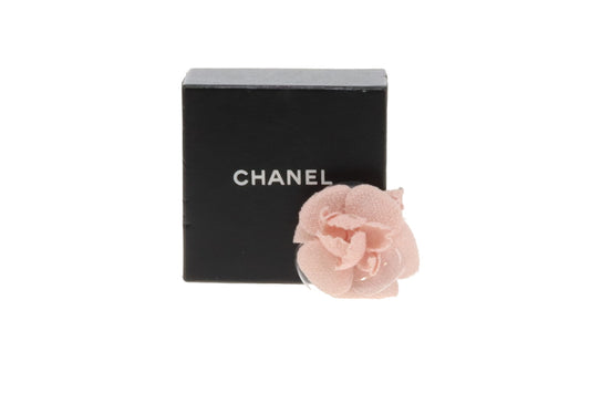 Chanel Camellia Brooch Pink Tweed and PVC