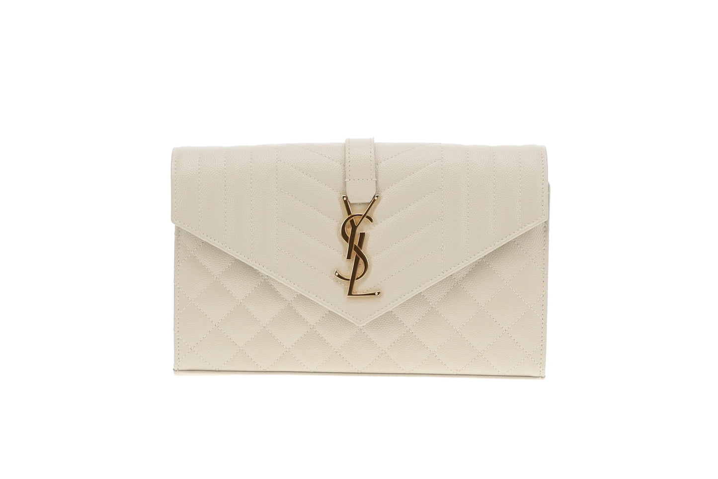 Saint Laurent Cassandre Chain Wallet Blanc Vintage Mixed Matelasse