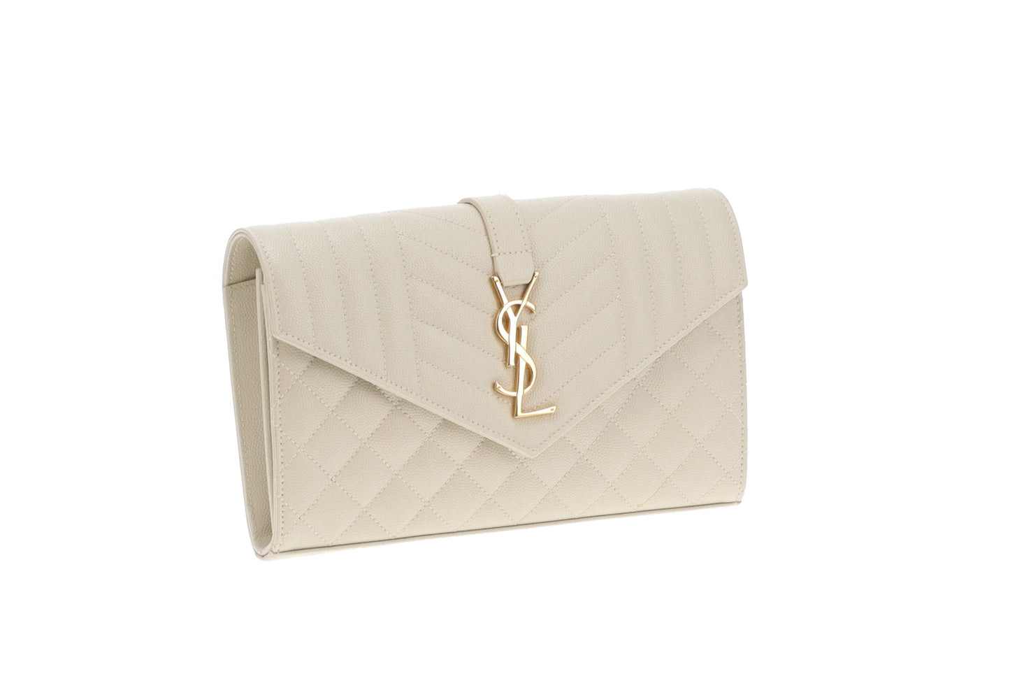 Saint Laurent Cassandre Chain Wallet Blanc Vintage Mixed Matelasse