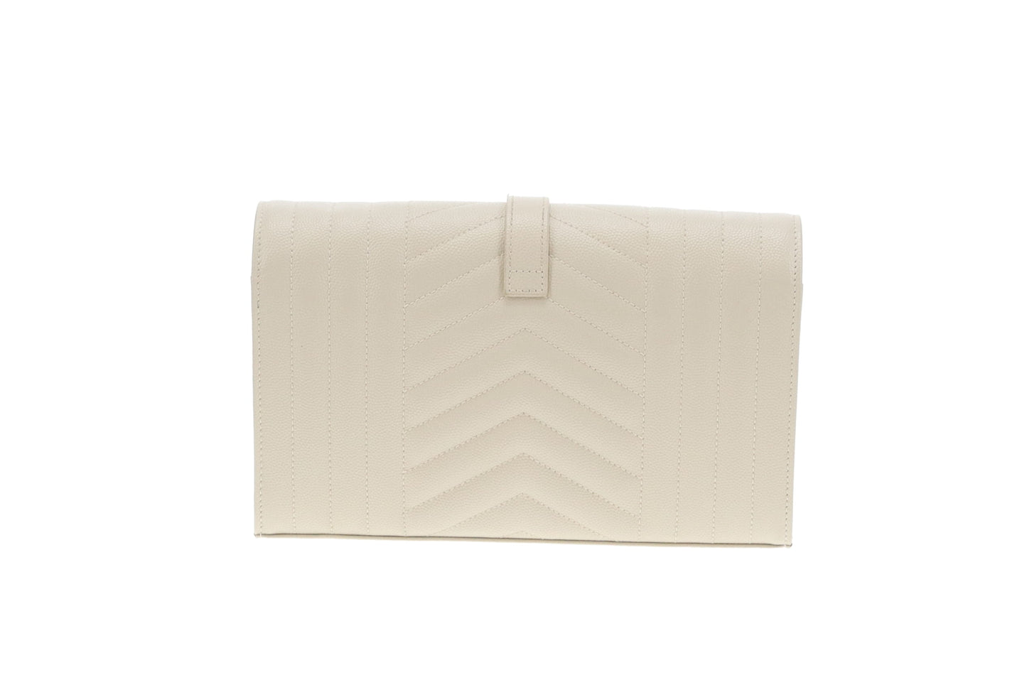 Saint Laurent Cassandre Chain Wallet Blanc Vintage Mixed Matelasse