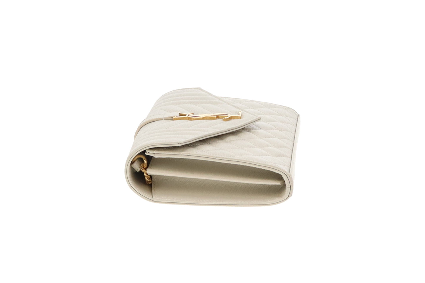 Saint Laurent Cassandre Chain Wallet Blanc Vintage Mixed Matelasse