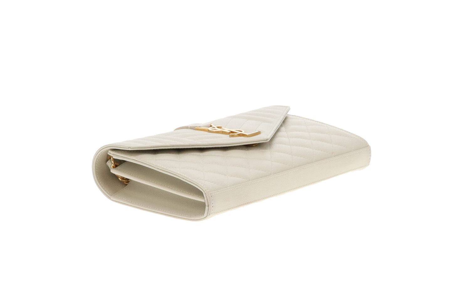 Saint Laurent Cassandre Chain Wallet Blanc Vintage Mixed Matelasse