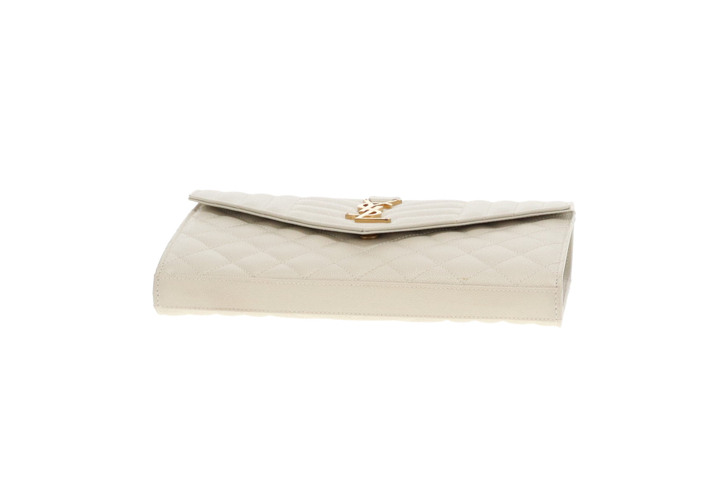 Saint Laurent Cassandre Chain Wallet Blanc Vintage Mixed Matelasse