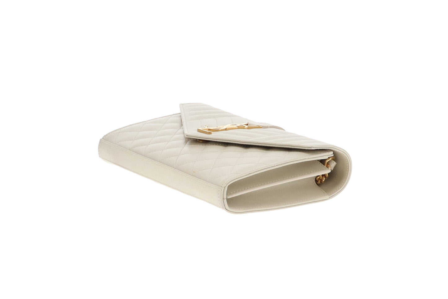 Saint Laurent Cassandre Chain Wallet Blanc Vintage Mixed Matelasse